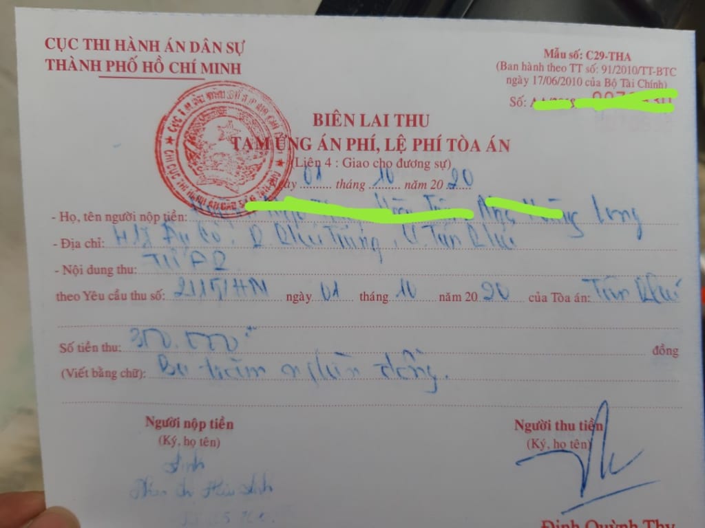 HƯỚNG DẪN ĐÓNG TẠM ỨNG ÁN PHÍ LY HÔN TẠI TÂN PHÚ